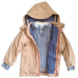 Mayoral Tan Hooded Jacket & Jarvis Archer Gray Cable Knit Sweater Kids Bundle